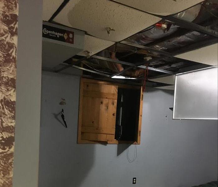 hanging debris from a ceiling